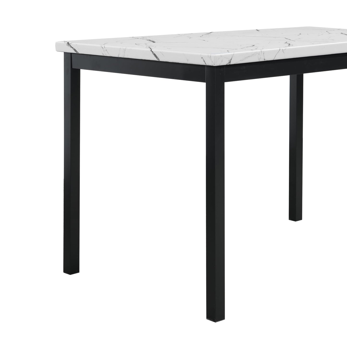 Roundhill Furniture 5 Piece Citico Metal Dinette Set with Laminated Faux Marble Top, White Table with Black Chairs