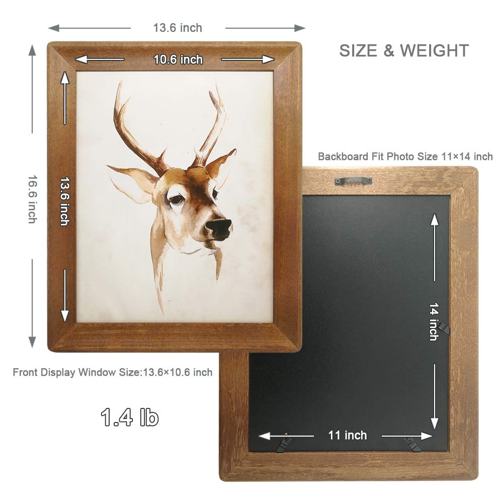 icheesday Rustic Picture Frames 11x14, Made of Brown Solid Wood for Wall Mounting Display Photos Diploma Certificate Award