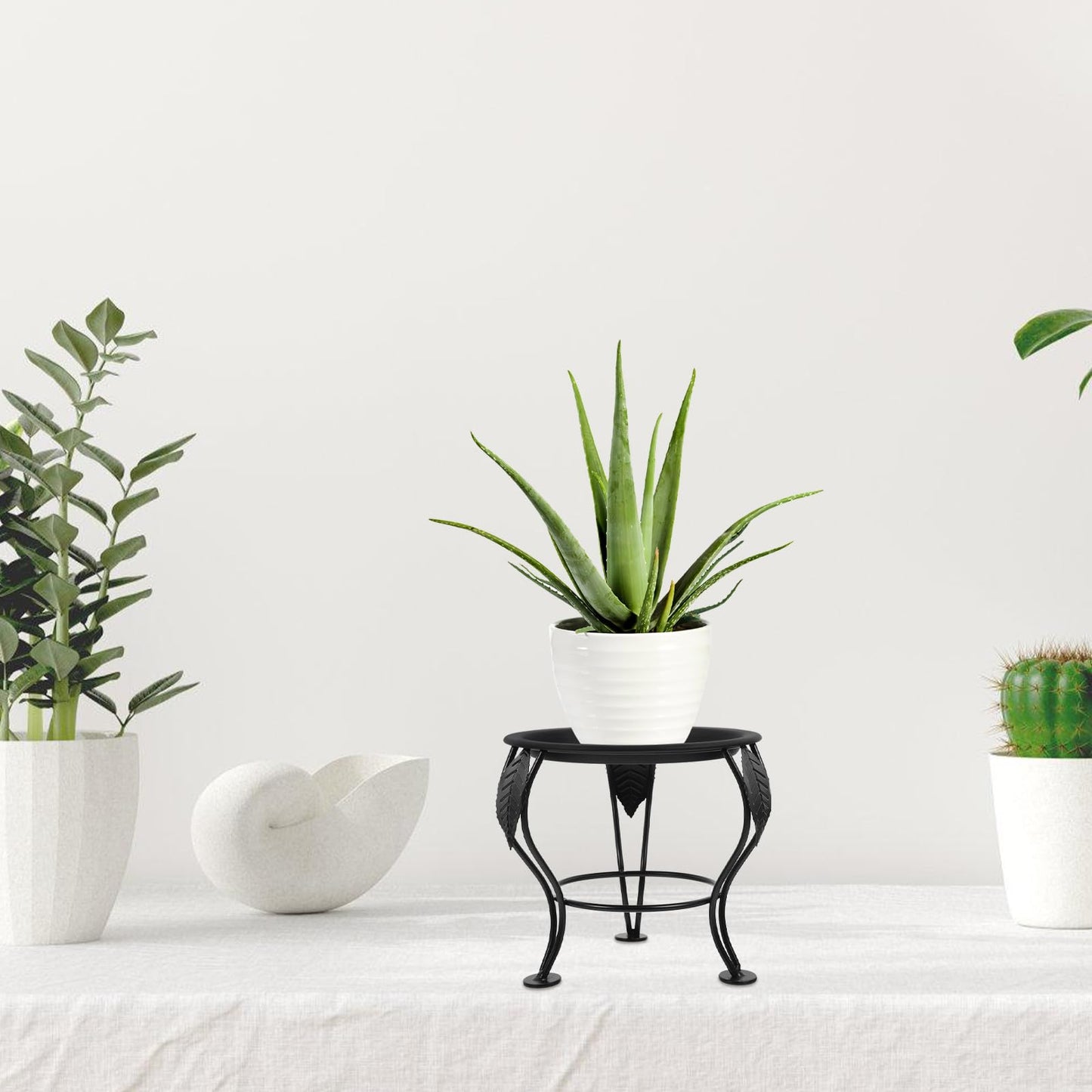 Veemoon 2pcs Black Metal Plant Stand for Indoor and Outdoor Flower Pots, Decorative Garden Ball Holder Base, Farmhouse Style Plant Holders for Patio and Lawn