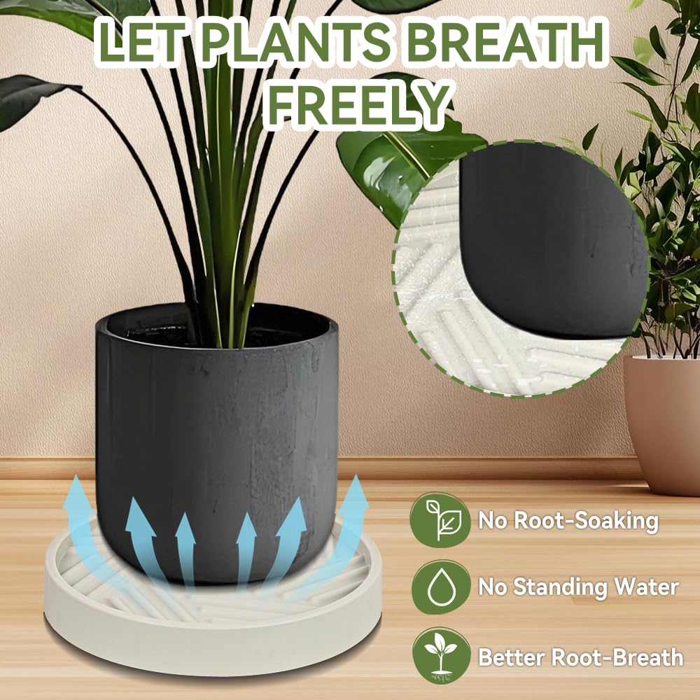 UoeRing Plant Caddy with Hidden Wheels 11 Inch Heavy Duty Rolling Plant Stand, Indoor Outdoor Plant Saucer Tray with $9.9 Garden Tools (Beige)