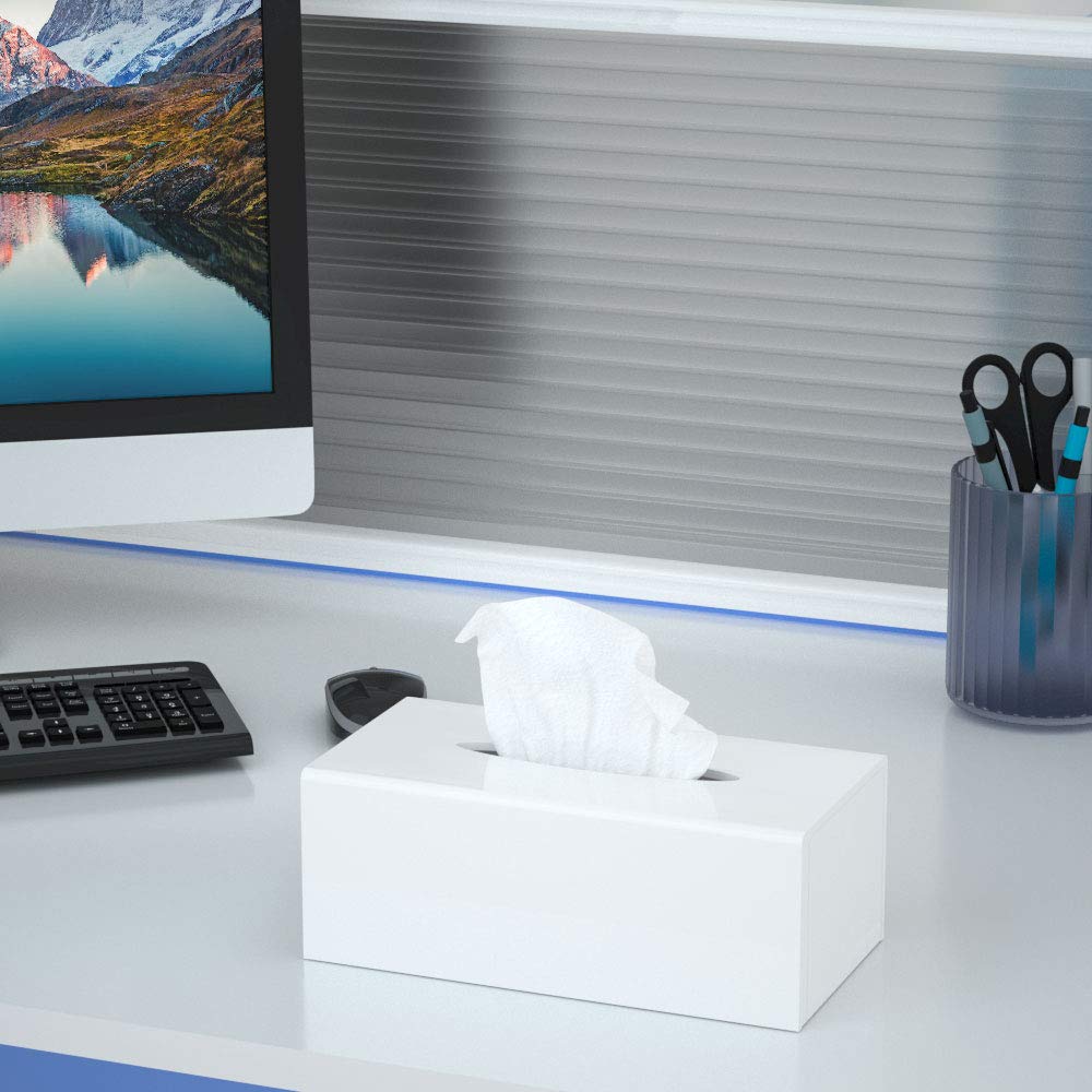 FEMELI Acrylic Tissue Box Cover,Rectangular Facial Tissue Holder Case Dispenser for Bathroom Kitchen Bedroom Office