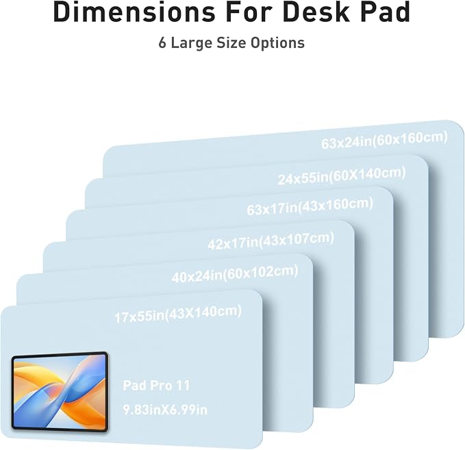 Aothia Faux Leather Desk Mat - Large Mouse Pad, Non-Slip PU Leather Blotter, Waterproof Writing Surface for Office and Home (Baby Blue, 42" x 17")
