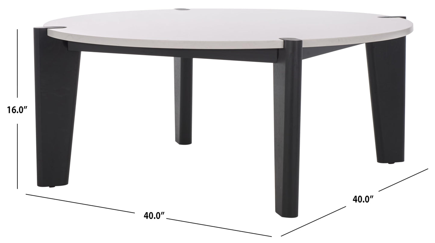 SAFAVIEH Couture Collection Garcia Black/White Marble Top Round Coffee Table