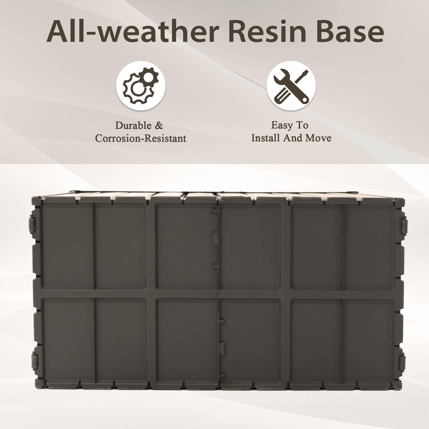 LANTRO JS 160 Gallon Metal Deck Box, Outdoor Storage Box Waterproof with Wheels, Lockable Storage Container for Patio Furniture Cushions Garden Tools, Dark Brown