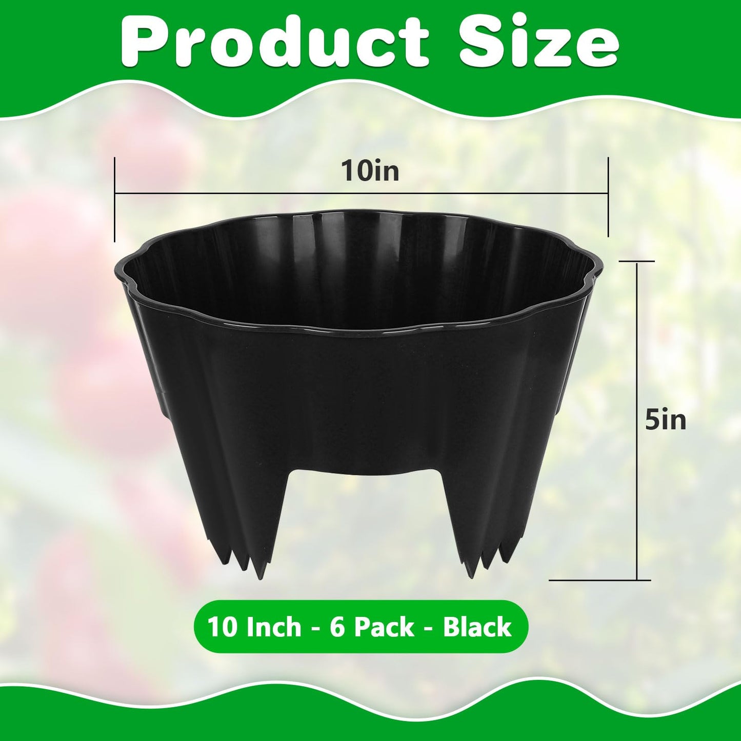 pdpdoc 6 Pack of 10 Inch Planting Grow Rings, Planting Protective Round Garden Edging, Keeping Plants Separated, Weed Control and Directing Water to the Roots (10 Inch - 6 Pack - Black)