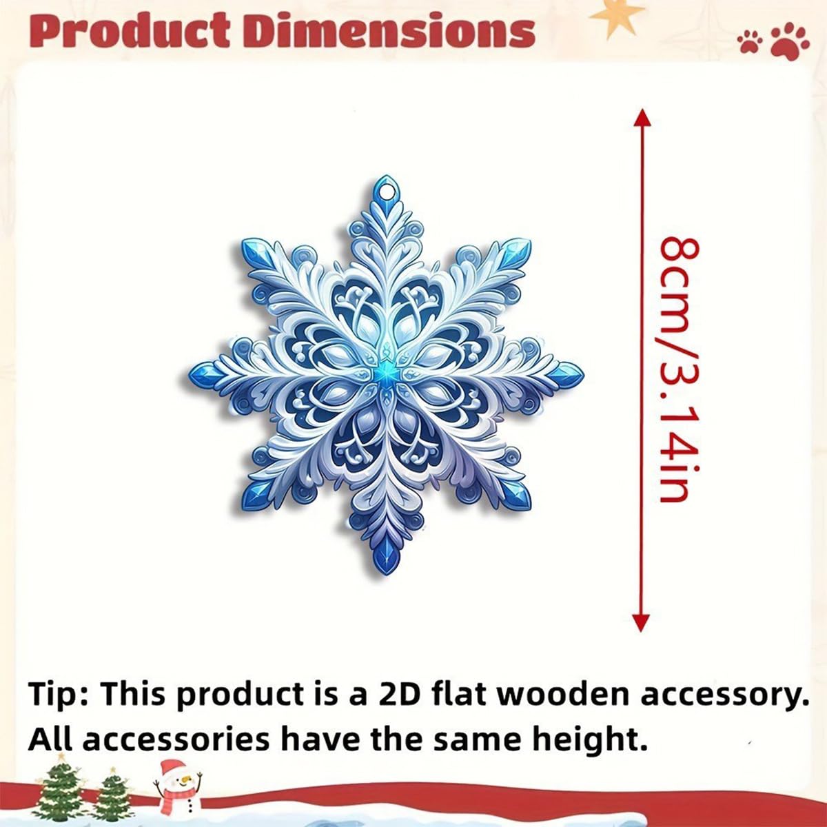 12Pcs Christmas Tree Decorations Christmas Snowflake Wooden Ornaments Christmas Decor Creative Blue Snowflake Christmas Ornaments for Tree Winter Home Decoration Holiday Party DIY Crafts