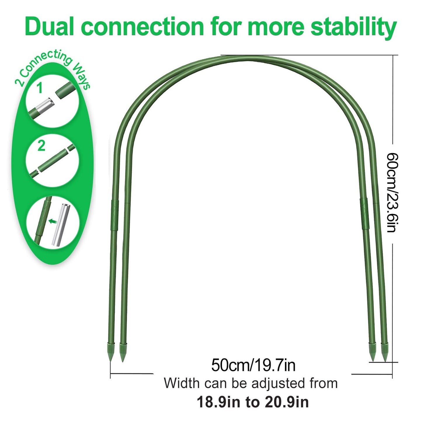FOTMISHU 6Pcs Garden Hoops, 19.7"x23.6" Greenhouse Hoops Rust-Free Grow Tunnel, Garden Stake with Plastic Coated Plant Supports for Raised Beds Row Cover Garden Fabric