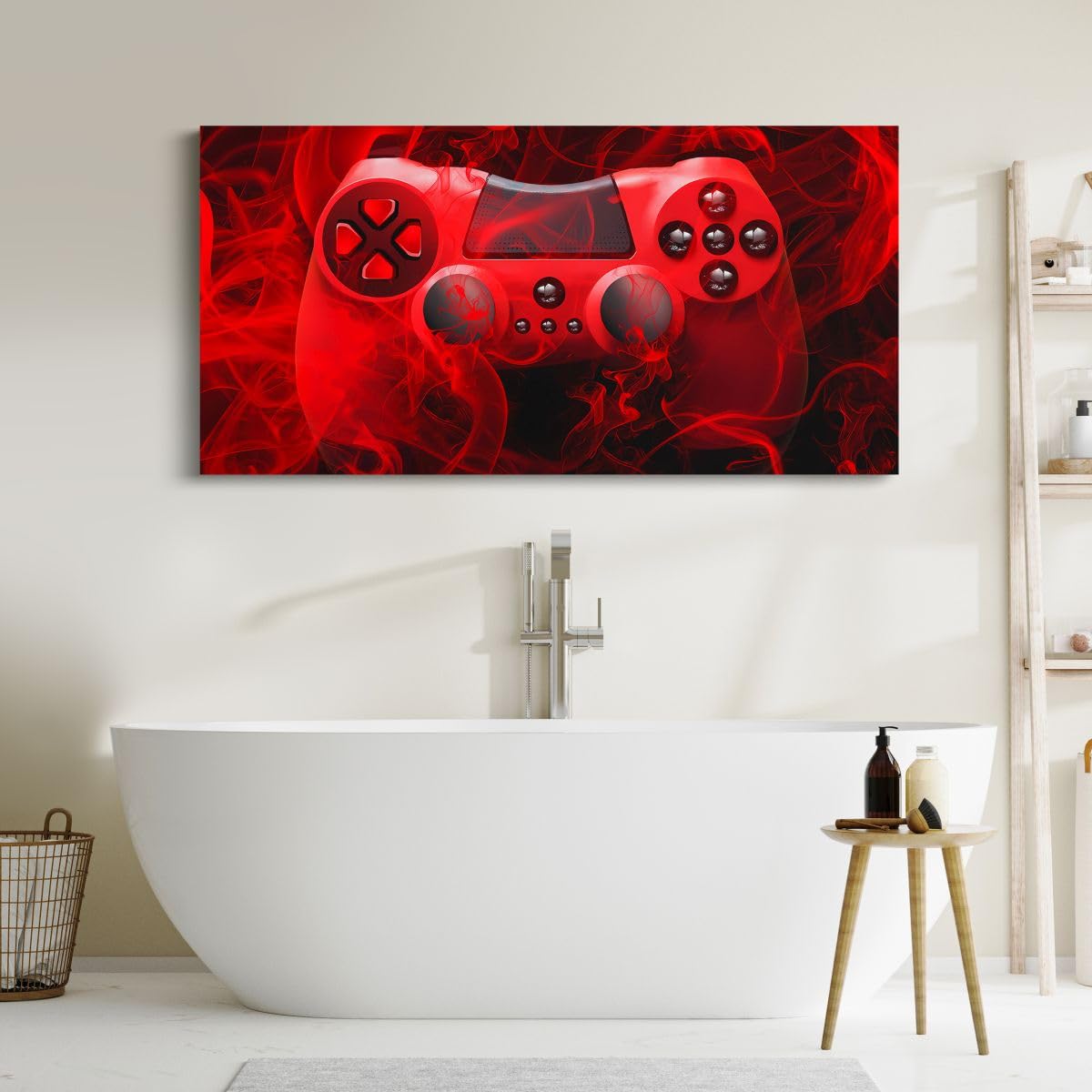 Feelyou Gamer Canvas Wall Art for Living Room Bedroom 19"x38" for Boys Kids Gaming Large Artwork Red Black Video Game Gamepad Canvas Prints Large Wall Painting