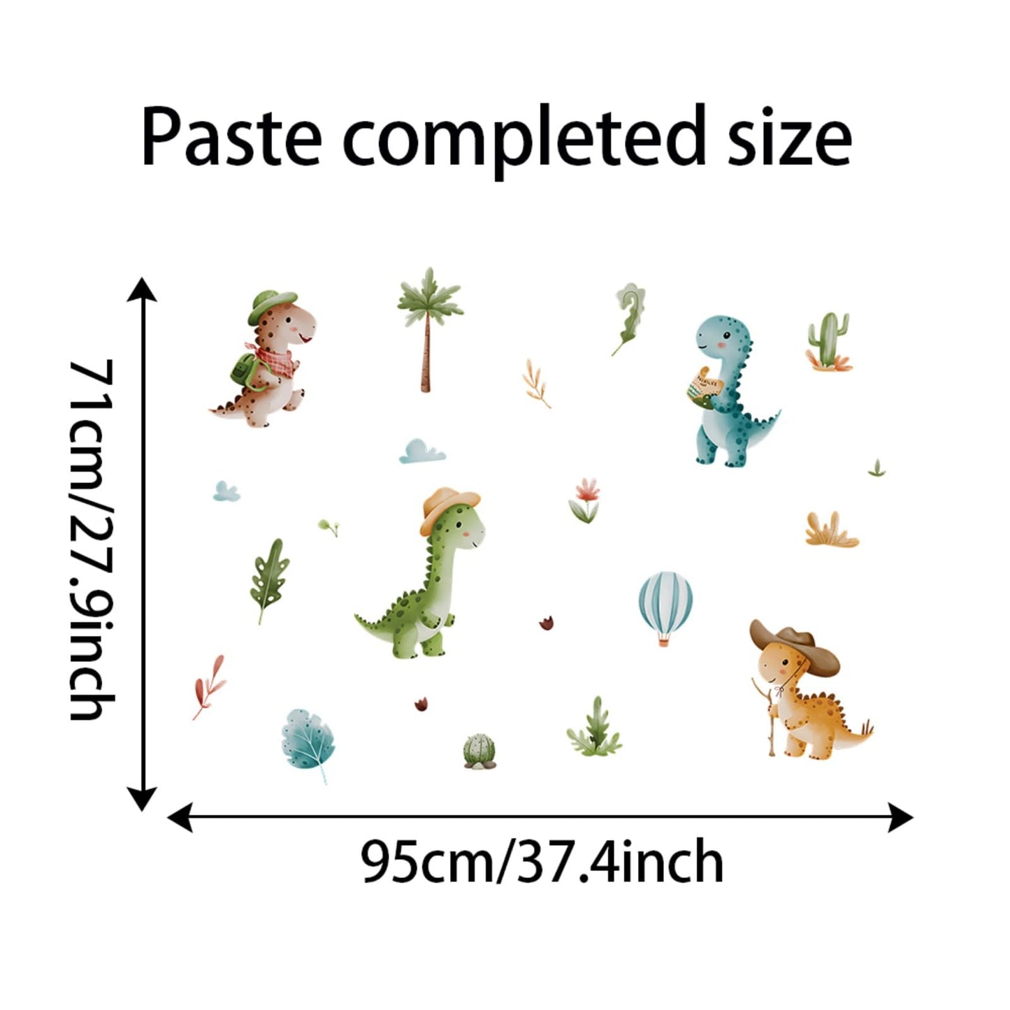 Cute Cartoon Dinosaur Wall Decal Dinosaur Wall Sticker Wall Decoration for Children's Room Kindergarten Nursery Self-Adhesive Sticker Pegatinas para Pared