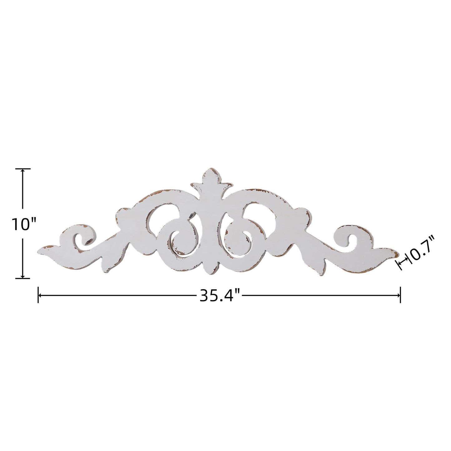 SOFE Rustic Wood Scroll Wall Decor, 35 × 10 Inches Over The Door Decor, Shabby Chic White Above Couch Wall Decorations, Large Hanging Artwork for Bedroom, Hallway Entryway