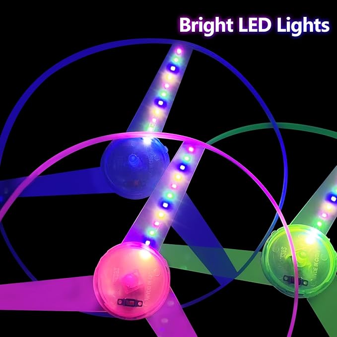 M.best 12 Sets LED Flying Set, Fun Flying Saucers Toys for Kids with Flashing Lights, Flying Toy Outdoor Toys Glow in The Dark Party Supplies Party Favors for Kids 4-8 8-12