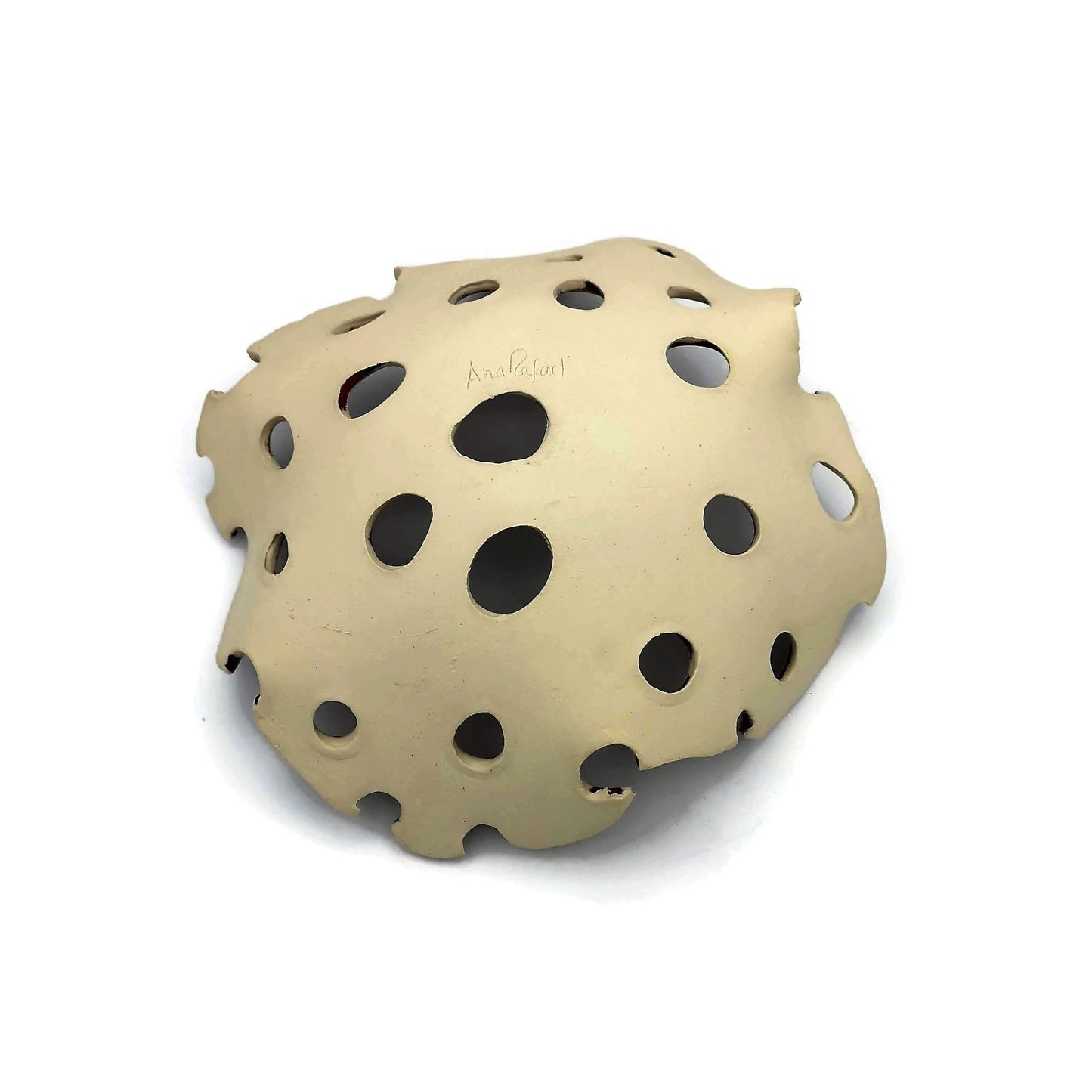 Orange Handmade Ceramic Decorative Centerpiece Bowl, Large Fruit Bowl With Holes Decor