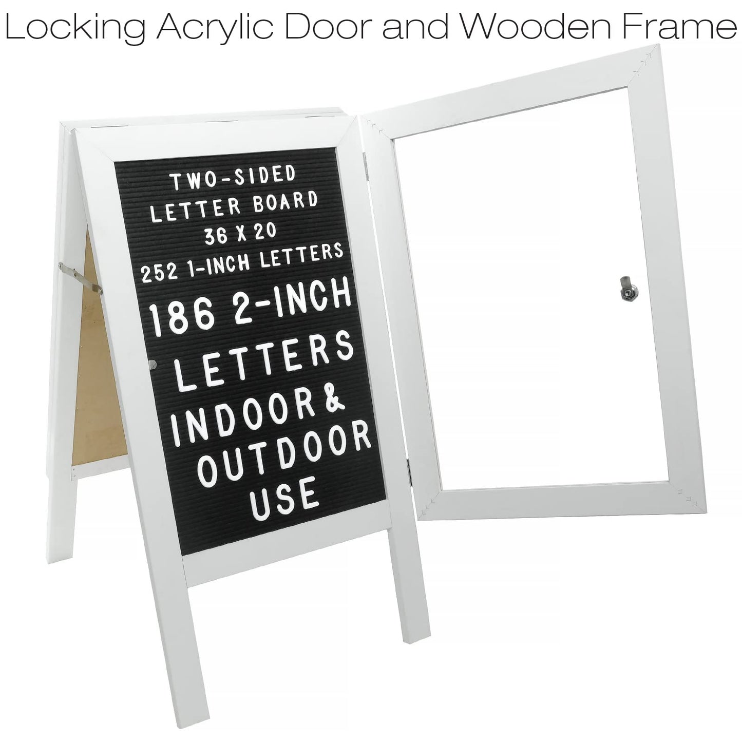 EXCELLO GLOBAL PRODUCTS Large Wooden A-Frame Sidewalk Sign 36x20 Felt Letter Board w/Changeable Letters - EGP-HD-0084 (White)