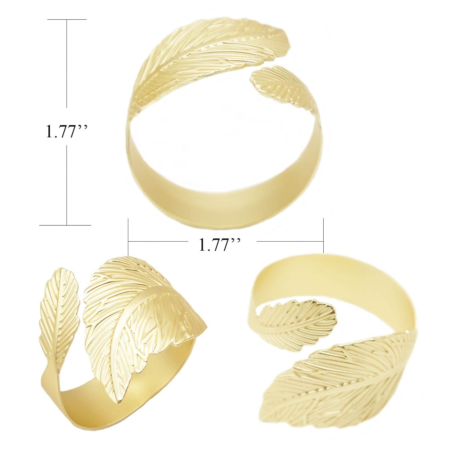 Utalek Gold Leaf Napkin Rings Set of 12, Leaves Napkin Rings for Table Setting, Metal Leaf Napkin Holder Rings for Holiday Party,Wedding, Banquet, Formal or Casual Dinning Table Decor (Gold)