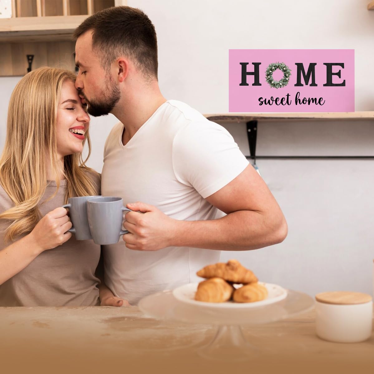 Sweet Home Wooden Hanging Sign, Rustic Farmhouse living Room Decor,Office Home kitchen Wall Art Decor Signs, For Living Room Bedroom Office 12 × 6 Inch