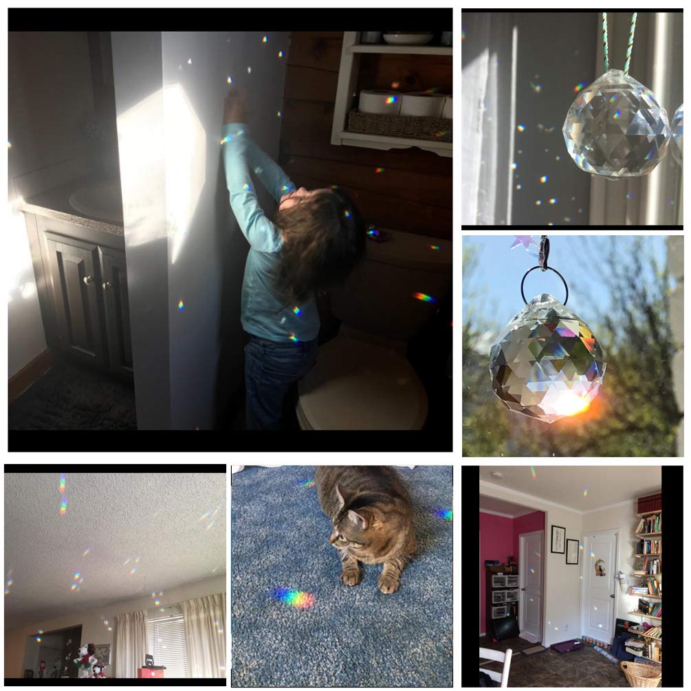 Suncatcher Crystals Ball Prism Window Rainbow Maker with Chain for Easy Hanging 40 mm 2 Pack