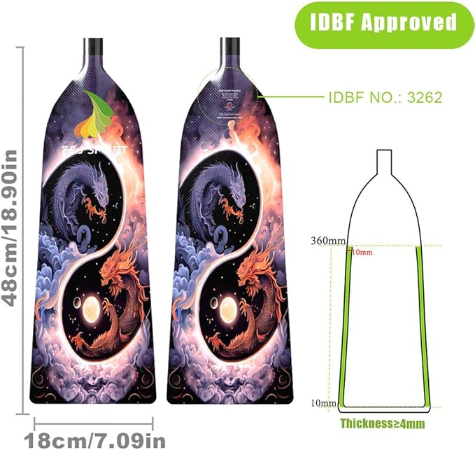 Z&J SPORT Adjustable Dragon Boat Paddle, IDBF Approved Carbon Fiber Paddle, Dragon Graphic Paddle with Adjuster for Dragon Boat Race with Adjustable T Handle