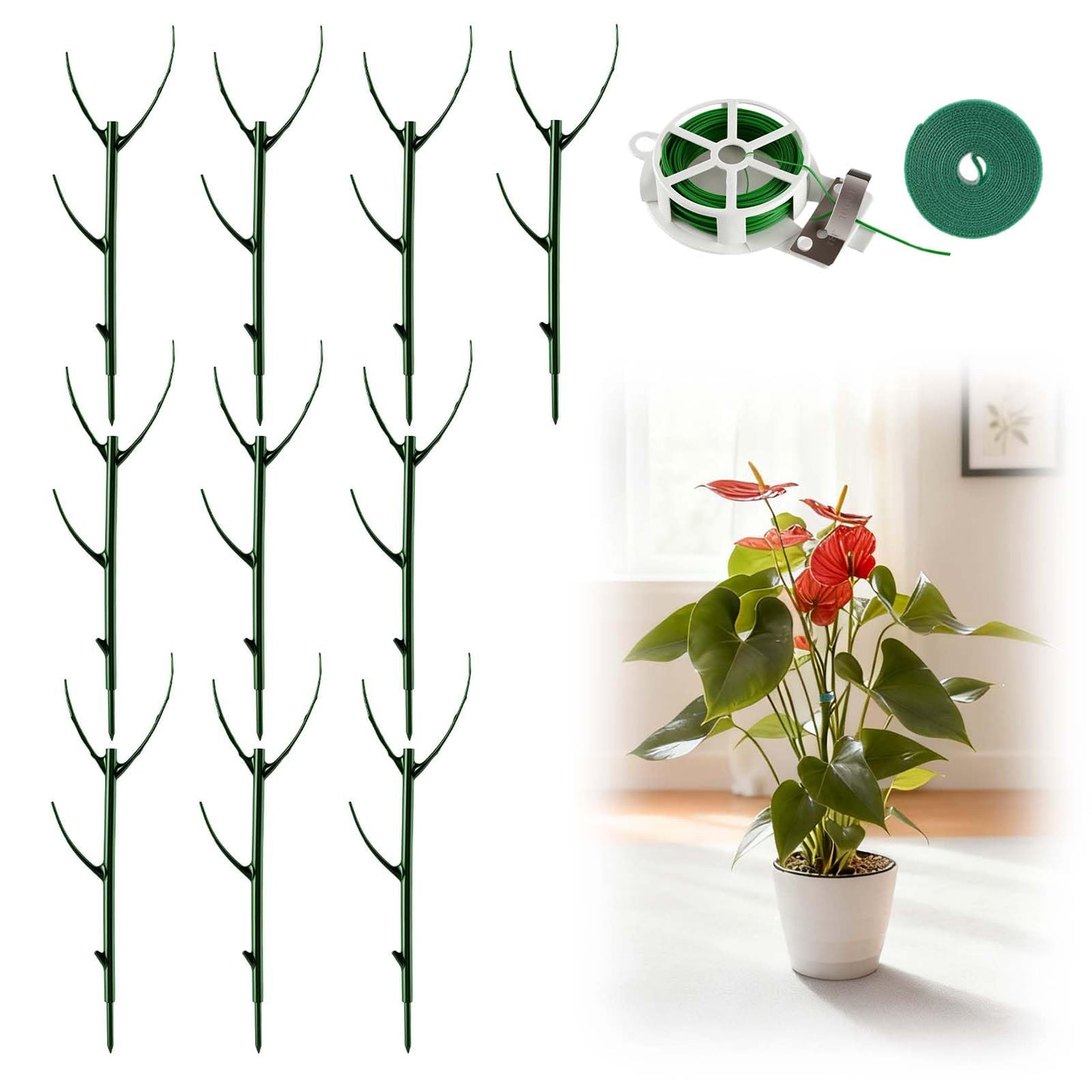 10 Pack Stackable Monstera Plant Support Stakes, Adjustable Plant Supports for Small Indoor Potted Plants, Pothos, Philodendron, Ivy & Climbing Vine Plants