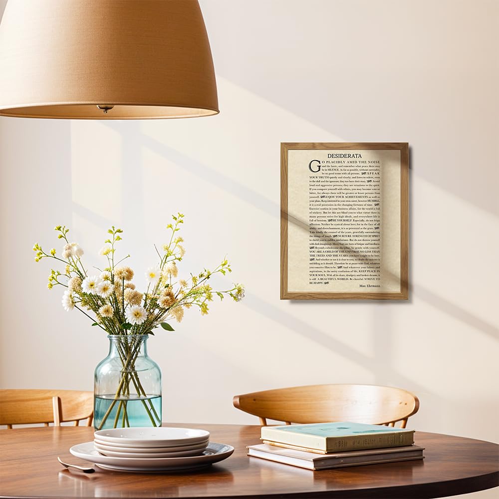 Desiderata Poem Wall Art Print FRAMED - Max Erhman - Typography - Makes a Great Gift for Home Decor - Inspirational and Motivational - Framed 8x10 Photo