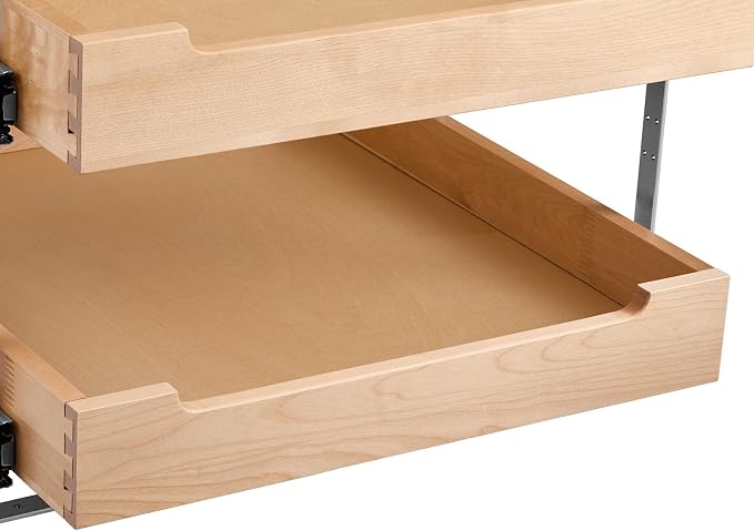 VEVOR 2 Tier Pull Out Cabinet Organizer, 20" W x 21" D Cabinet Drawer, Soft Close Slide out Shelf, Heavy-Duty Sliding Wood Drawer, Adjustable Base Cabinet Organization for Kitchen Pantry Bathroom