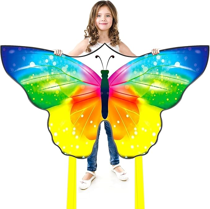 Butterfly Kites for Kids and Adults Easy to Fly, Single Line Beach Kite for Boys & Girls, 55’’ x 28’’ Butterfly for Teens Comes with 300 FT String Handle