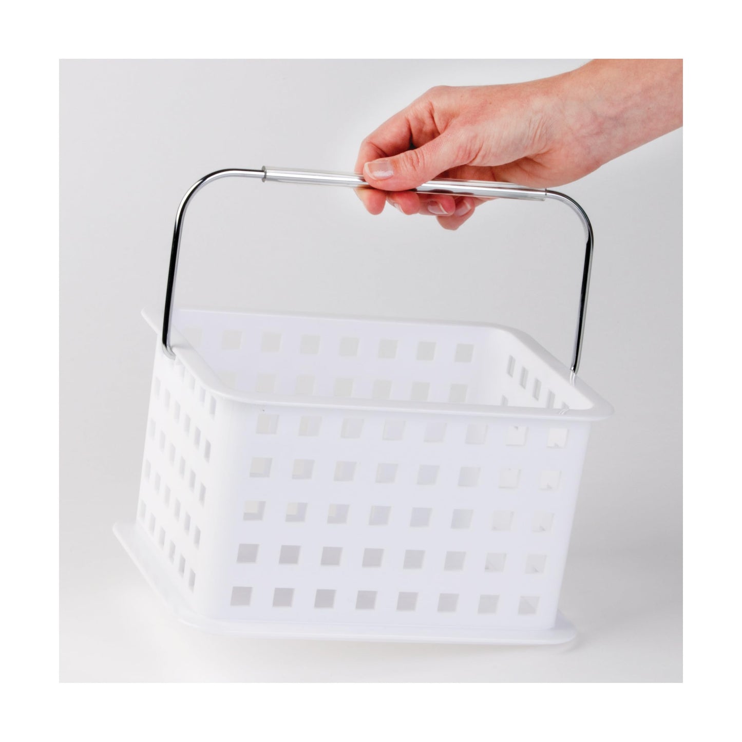 iDesign Portable Shower Caddy Basket with Handle for College Dorm or Bathroom - White - Made in USA