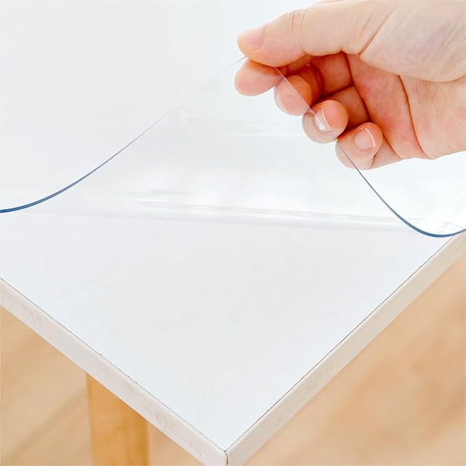 35 x 60 Inch Clear Table Cover Protector, Clear Table Protector for Dining Room Table, 1.5mm Plastic Table Cover, Waterproof Table Pad for Kitchen, Office