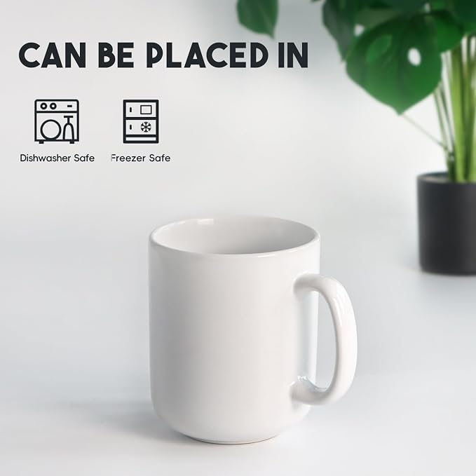 harebe 20 OZ Large Coffee Mug, Smooth Ceramic Tea Cup for Office and Home, Big Capacity with Handle, White