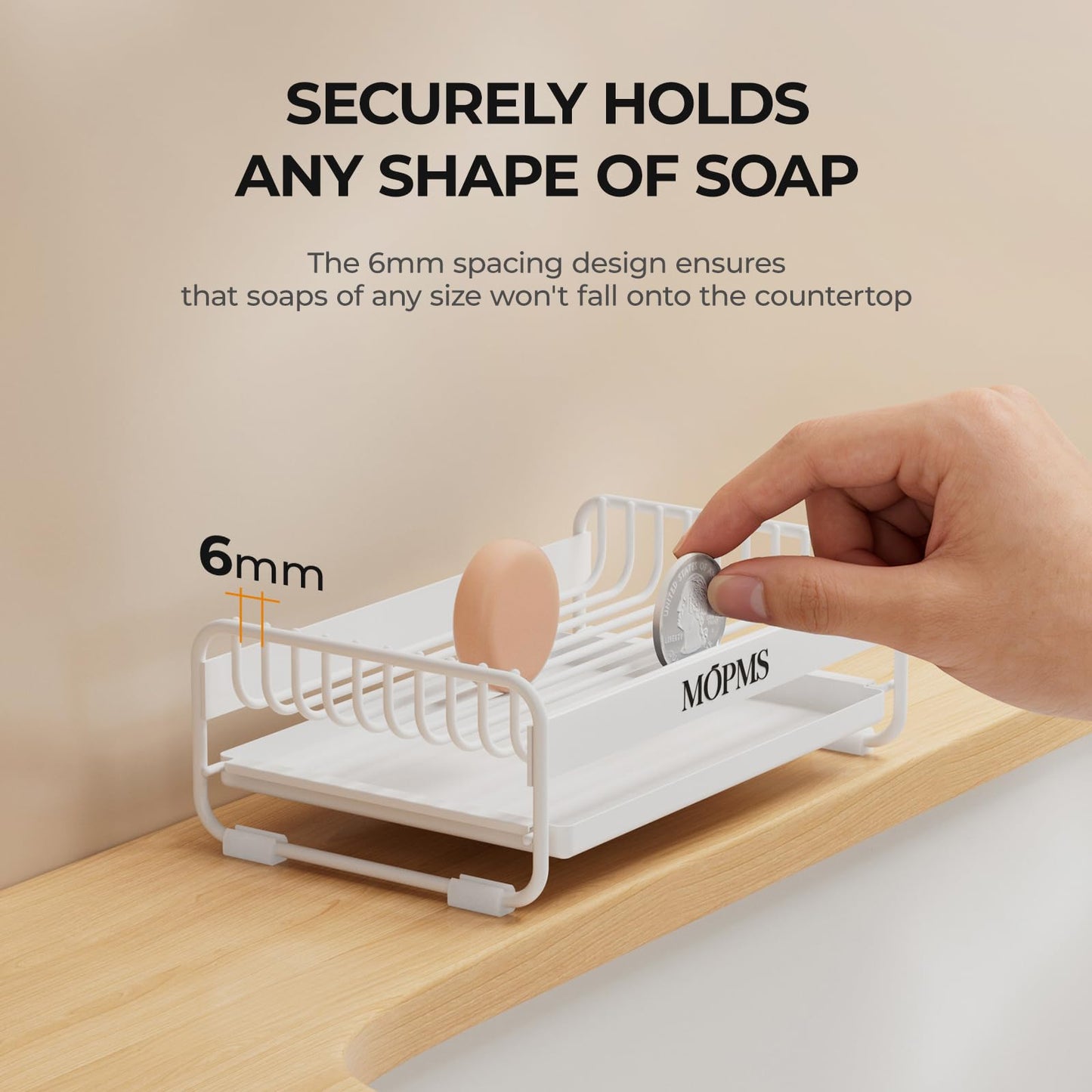 Soap Dish for Shower, Carbon Steel Bar Soap Holder with Drainage and Water Tray, Soap Saver for Bathroom, Kicthen Sink and Countertop