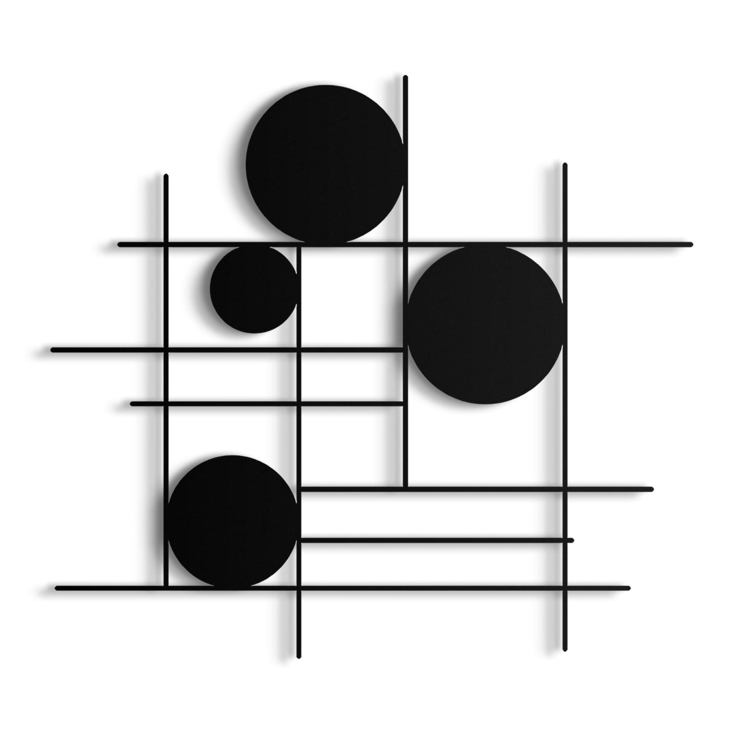 pluviart Luxury Modern Geometric Metal Wall Art – Abstract Circle & Line Sculpture, Minimalist Black Wall Decor for Living Room, Bedroom, Office, Contemporary Luxury Home Decoration (27"x25")