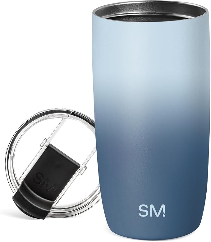 Simple Modern Voyager Tumbler with Flip Lid | Travel Coffee Mug | Insulated Stainless Steel Cold Brew Iced or Hot Coffee Cup | Gifts for Women Men Her Him | 16oz, Stormy Skies