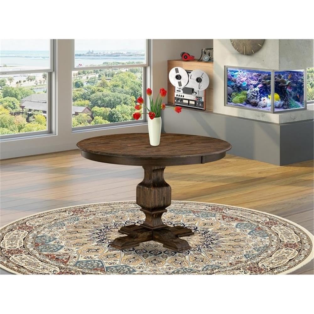 Luxe by East West Furniture FE3-07-TP Ferris Kitchen Dining Table - a Round Wooden Table Top with Pedestal Base, 48x48 Inch, Distressed Jacobean