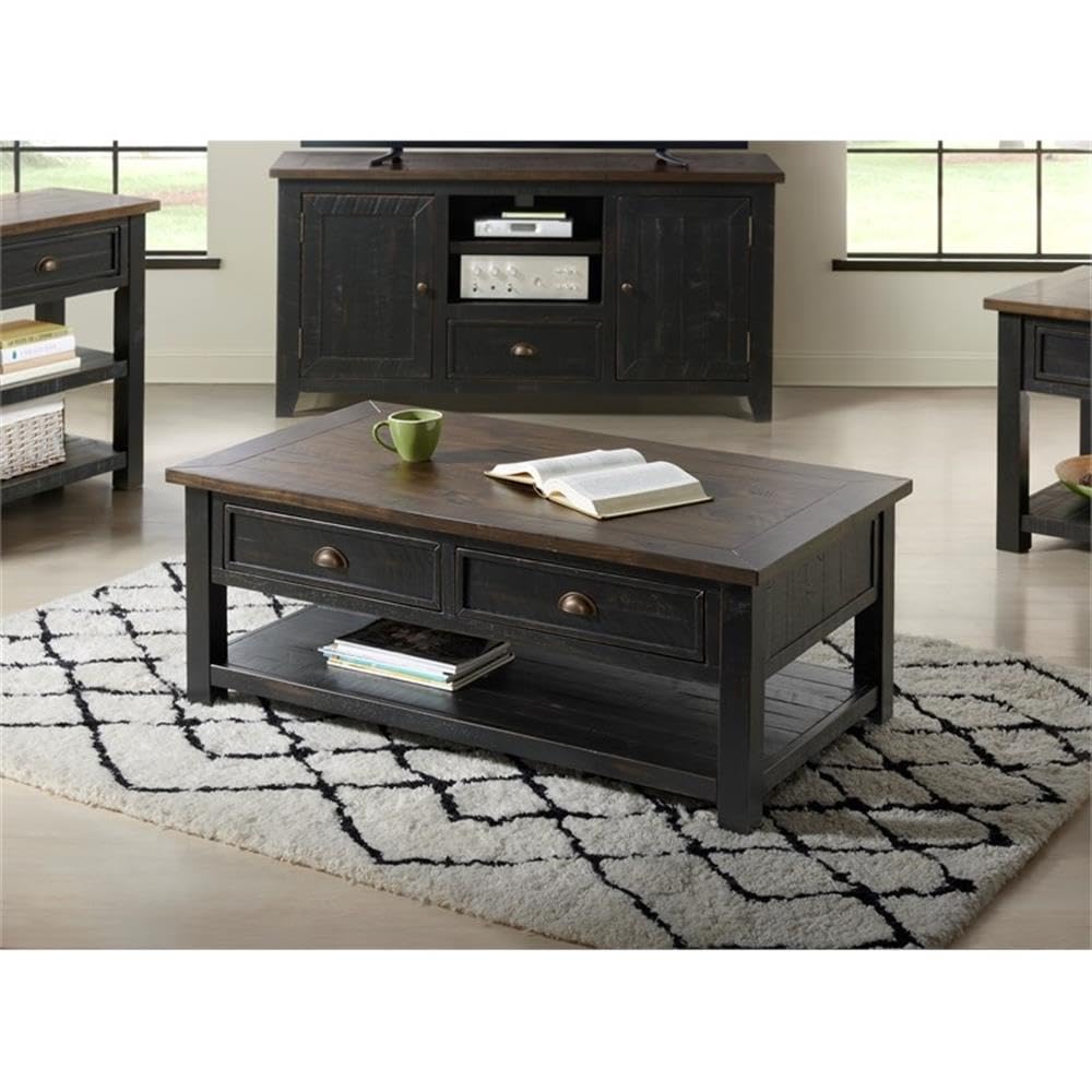Martin Svensson Home Solid Wood Coffee Table, Black with Brown Top