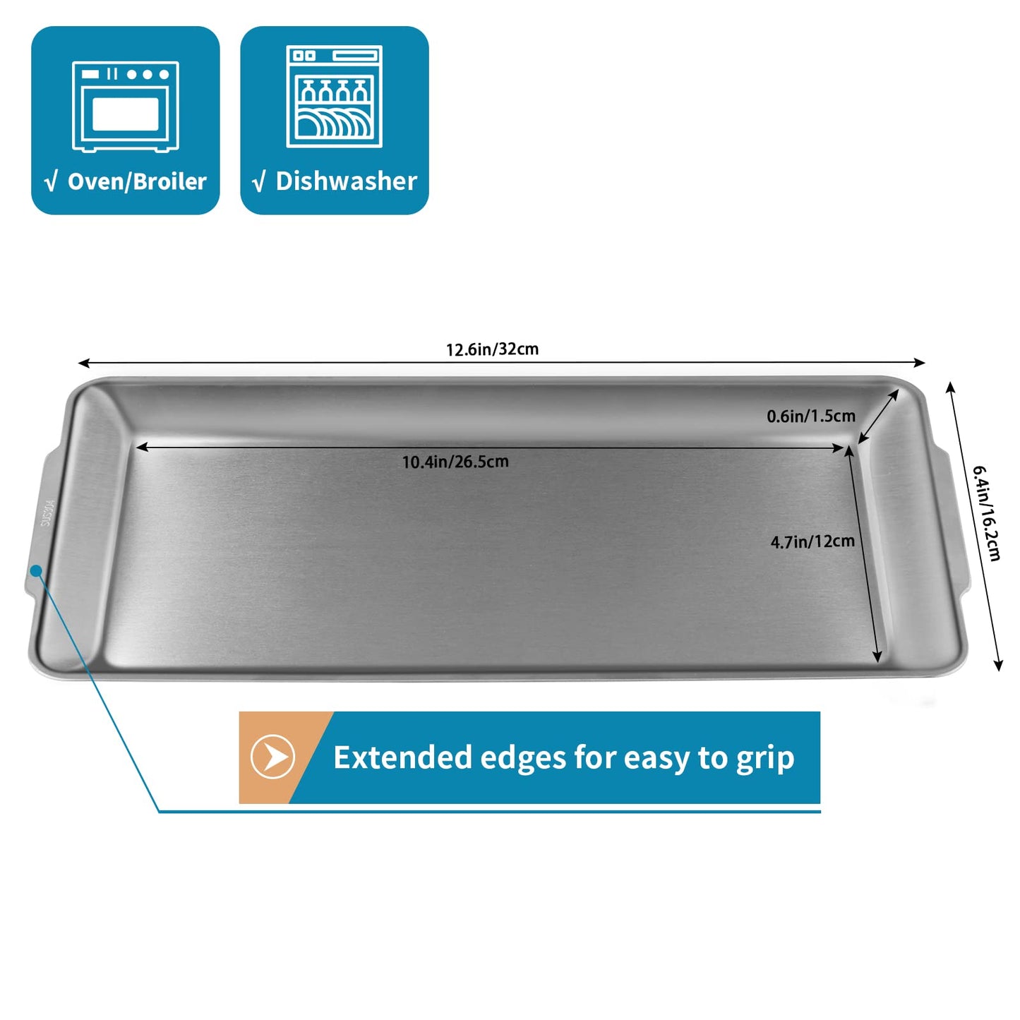 Sanbege 3 Pcs 304 Stainless Steel Serving Platters, 12.6" Rectangle Dinner Plates, Brushed Nickel Organizer Tray for Camping, BBQ, Party, Buffet, Appetizer or Decorations