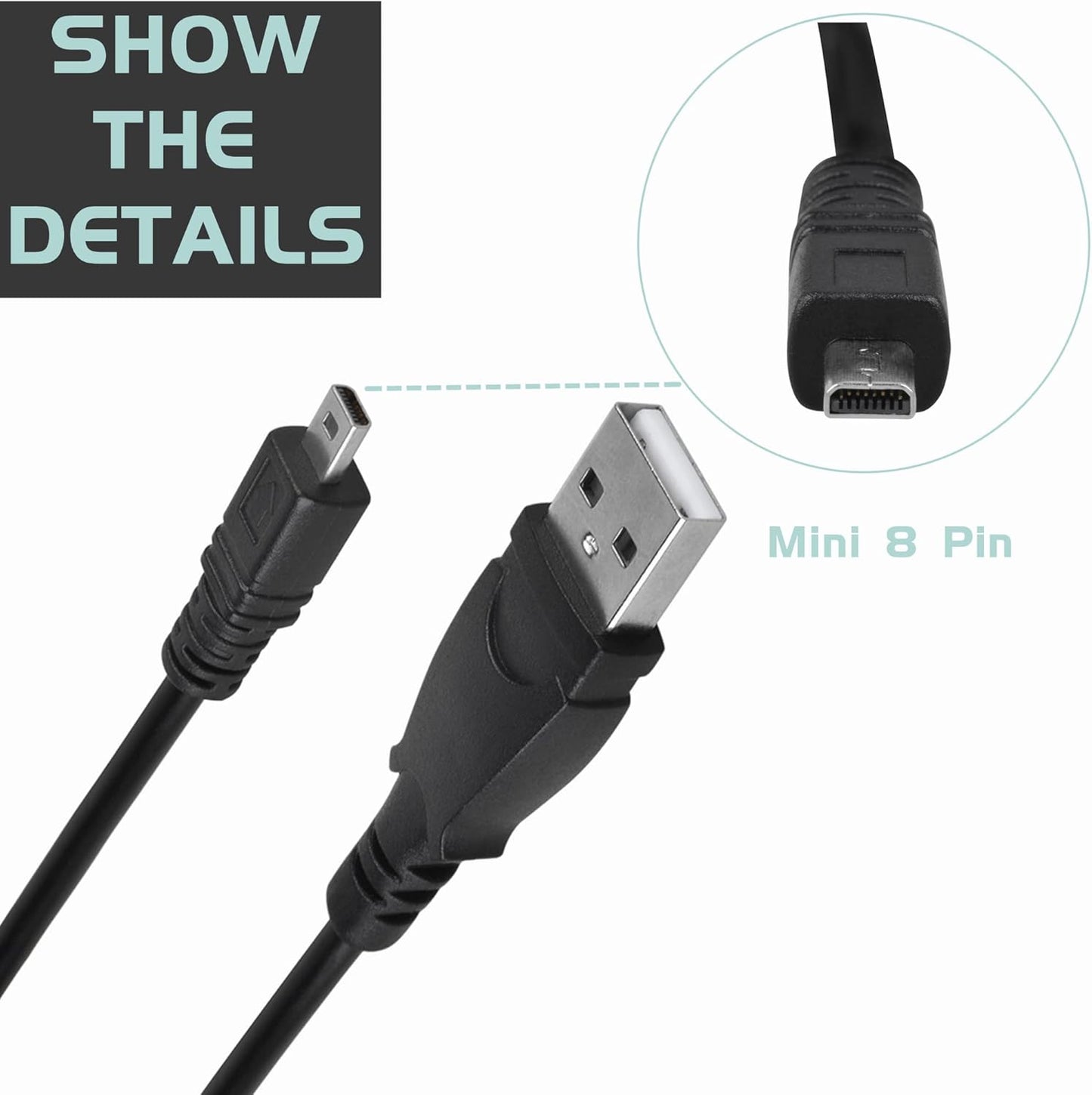 3.3ft Mini-8pin DSLR-A900 A900 USB PC Data Sync Cable Cord for Sony Camera Alpha K DSLR