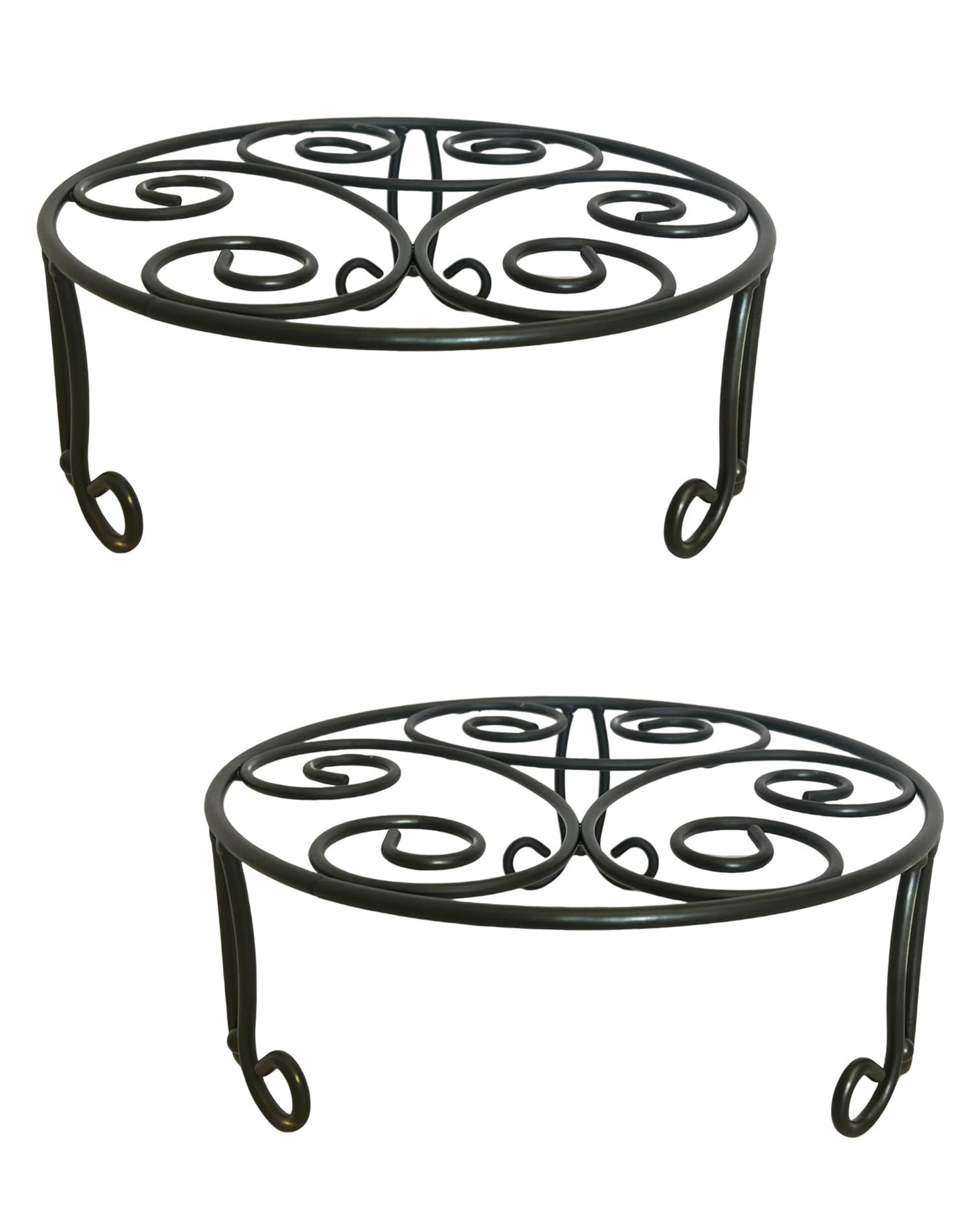 ILTreFlo 2 Pack Iron Plant Stand Low Profile,13 Inch Diameter Wide Round Metal Flower Stand for Indoor Outdoor Large Plants, Short Heavy Duty Display Holder for Wide Pots, Patio Garden Home Decor,Rustproof Matte Black(2 Pack 13 Diameter 5 inches Tall Blac