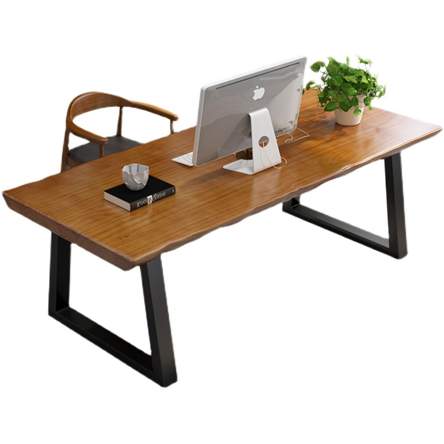 tiedingdingjiaju Modern Solid Wood Executive Desk – Spacious and Minimalist Home Office Workstation Perfect for Writing and Professional Use (Light Brown, 47in)