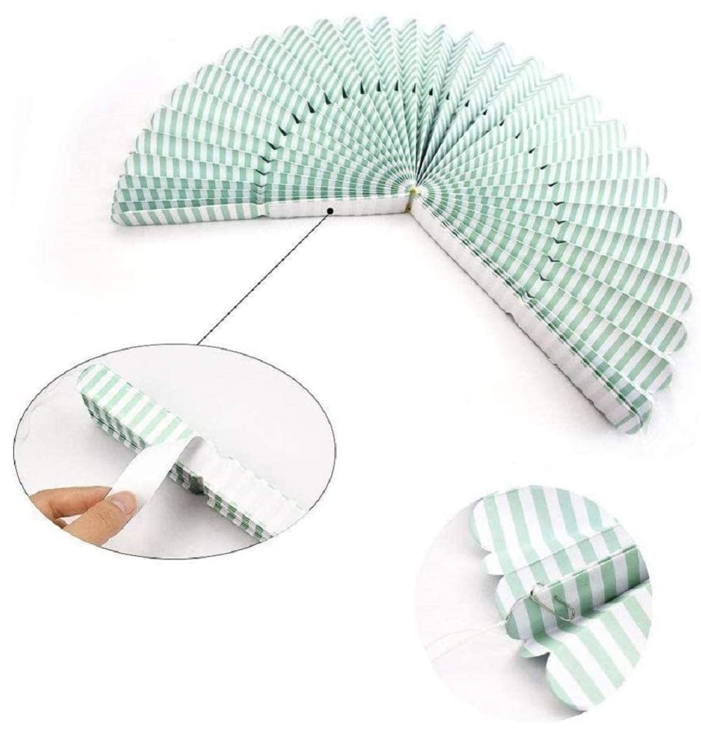 Aiminjey Hanging Paper Fans Party Set, Round Paper Fan Party Decoration, Set of 8 Decorative Flowers for Birthday Baby Boy Shower Graduation Wedding Classroom Décor (Spring)