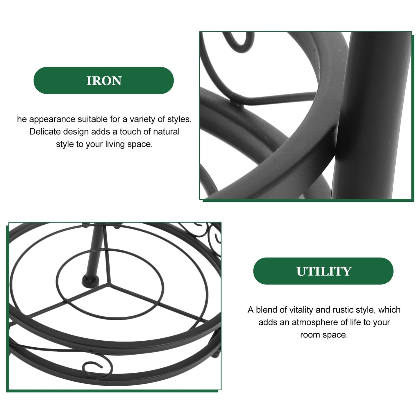BESTonZON Iron Plant Stand Flower Pot Stool Multi-Layer Rack 30X30X68Cm for Balcony Living Room Corner, Detachable Floor-Standing Holder Suitable for Small and Large Indoor Outdoor Plants