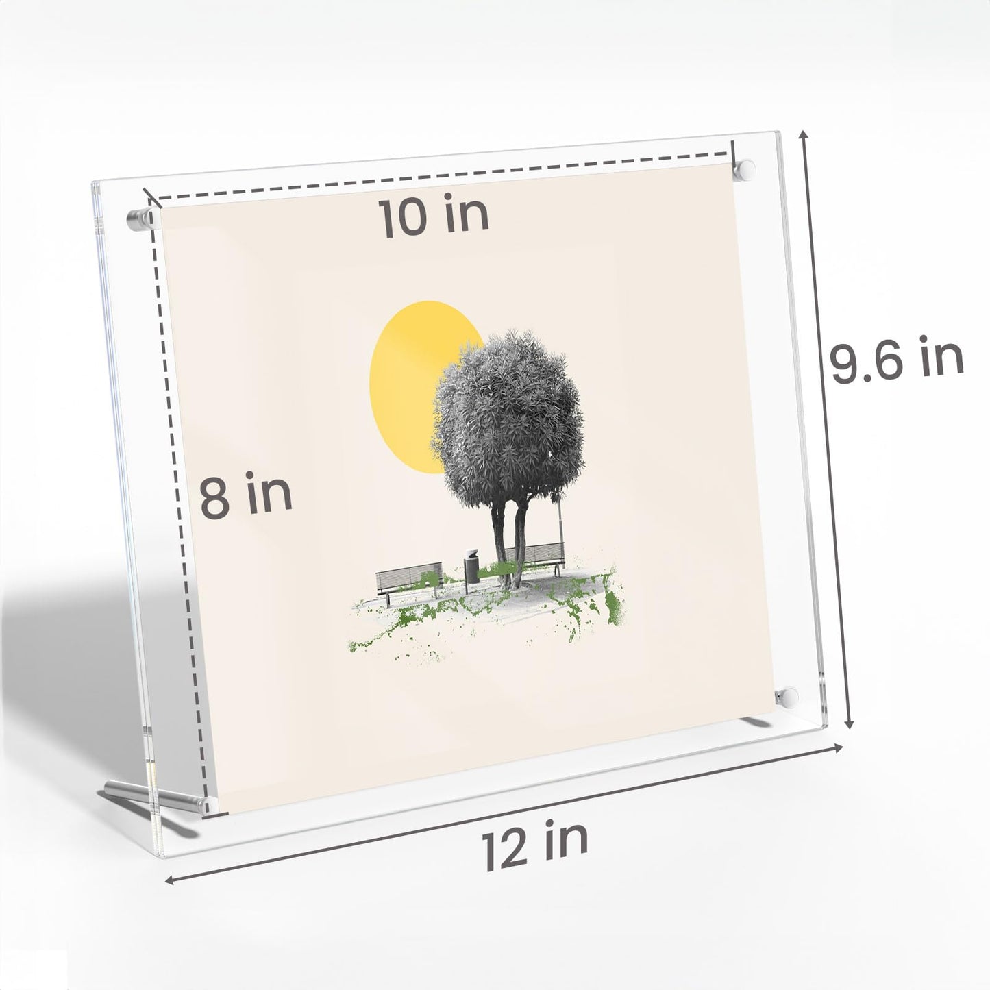 NIUBEE 8x10 Acrylic Picture Frame,Clear Frameless Photo Frame for Wall & Desktop Display Modern Floating Frame for Artwork Poster Diploma Certificate