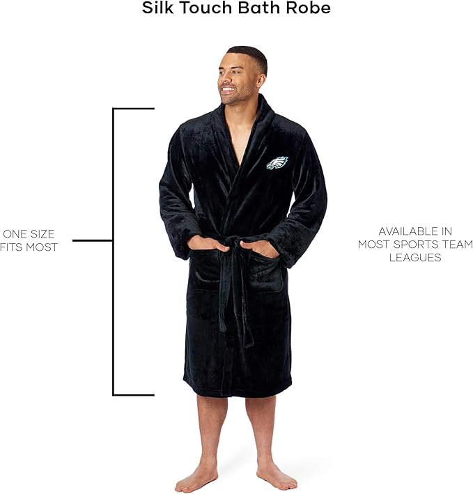 NFL Adult Unisex Silk Touch Bathrobe, Officially Licensed Loungewear, Soft Plush Polyester