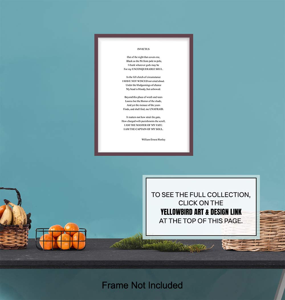 Invictus Poem Wall Art Print Typography - 8x10 Unframed Photo - Makes a Great Gift for Home Decor - Motivational and Inspirational