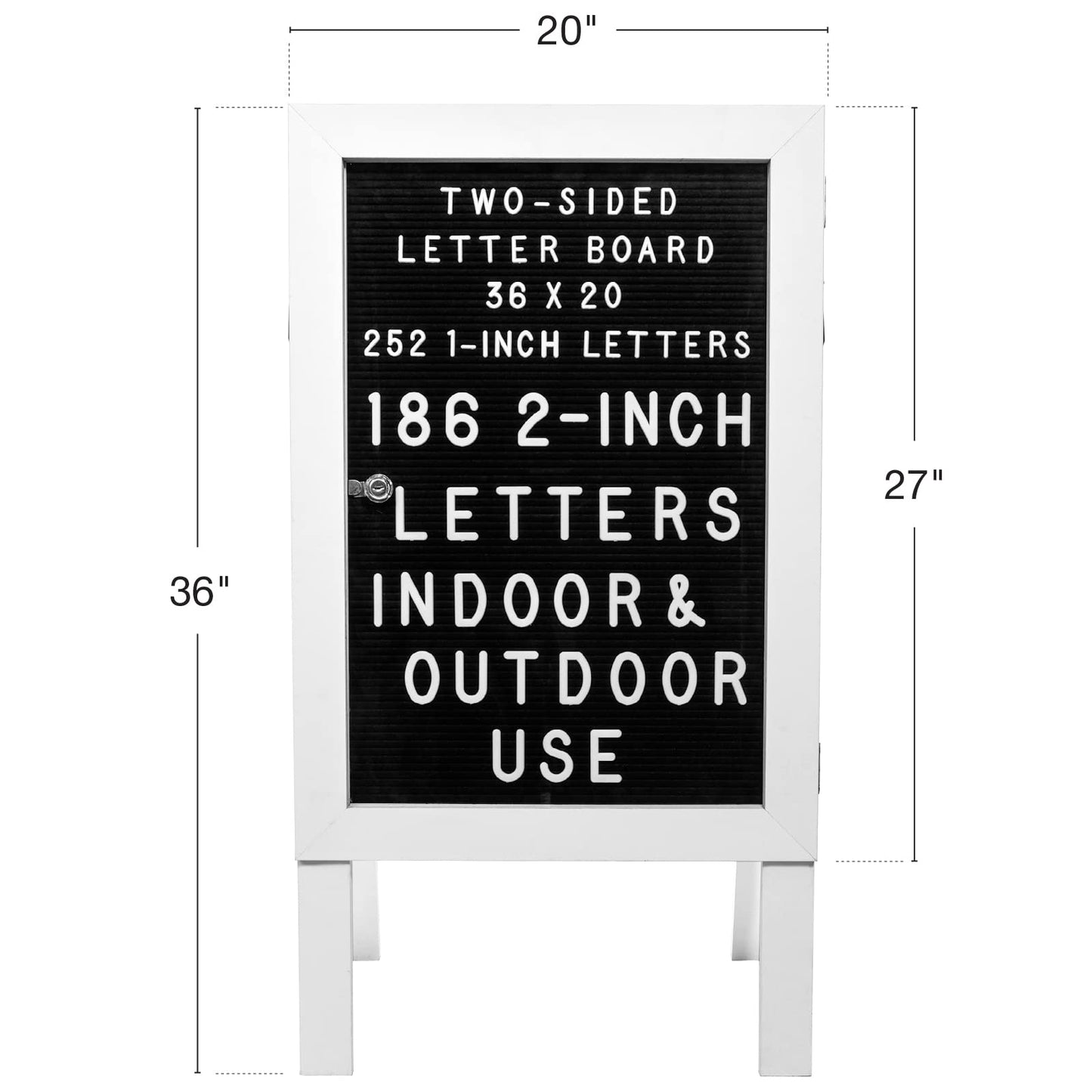 EXCELLO GLOBAL PRODUCTS Large Wooden A-Frame Sidewalk Sign 36x20 Felt Letter Board w/Changeable Letters - EGP-HD-0084 (White)