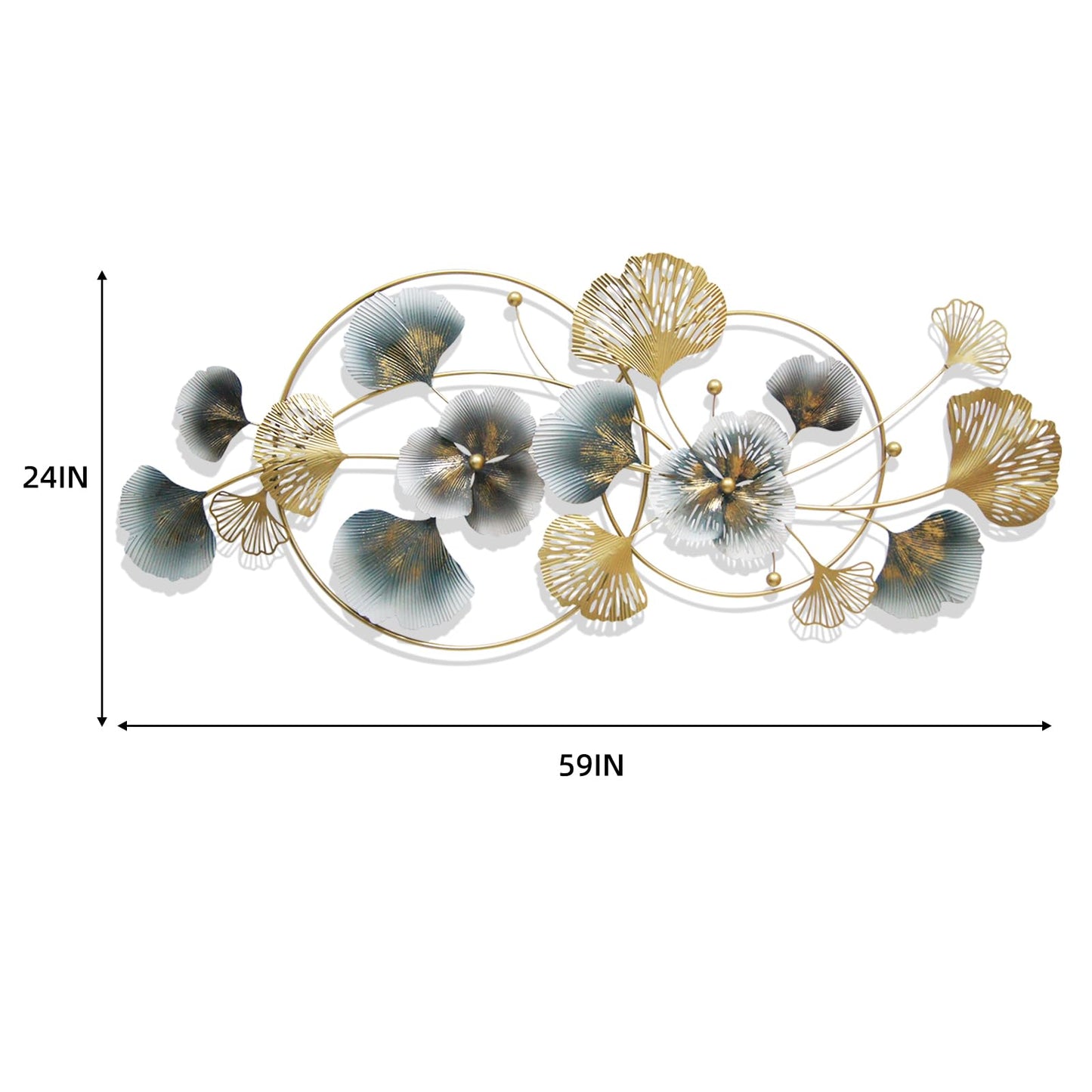 QXSXKJ 3D Metal Wall Art Decor Gold, 59" Large 3d Wall Decor, Modern Ginkgo Leaf Wall Decoration, Adornos Pare Sala Modernos, Hanging Sculptures For Living Room Dining Room Bedroom