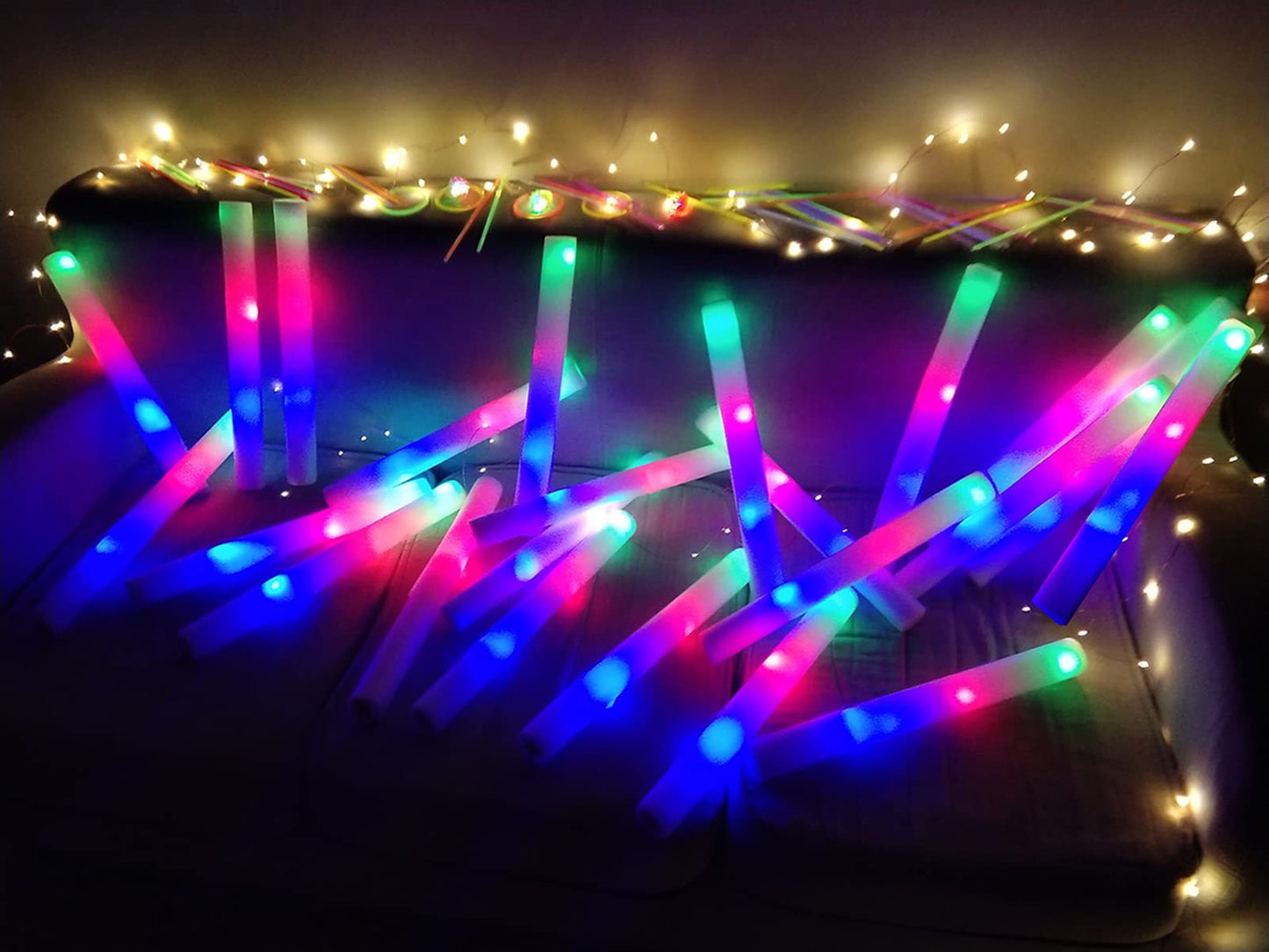 ColorHome Glow Sticks Bulk 150 Pcs - Light up Foam Sticks with 3 Modes Colorful Flashing Effect, Led Lights Glow in The Dark Party Supplies for Wedding Concert Raves Halloween Christmas
