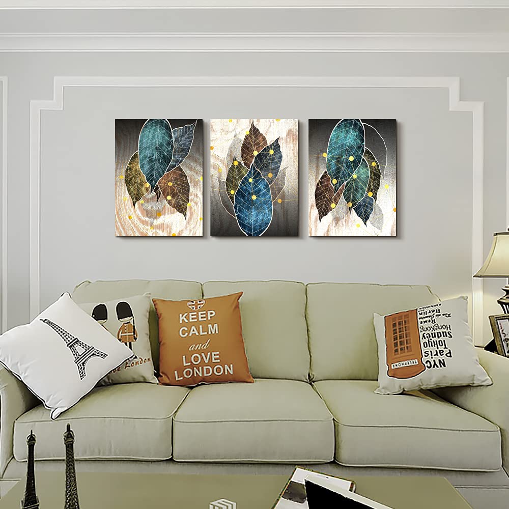 Abstract Canvas Wall Art For Living Room Family Wall Decor For Bedroom Kitchen Artwork Abstract Leaves Canvas Prints Painting Modern Office Decor Wall Pictures Bathroom Home Decor 12" X 16" 3 Piece