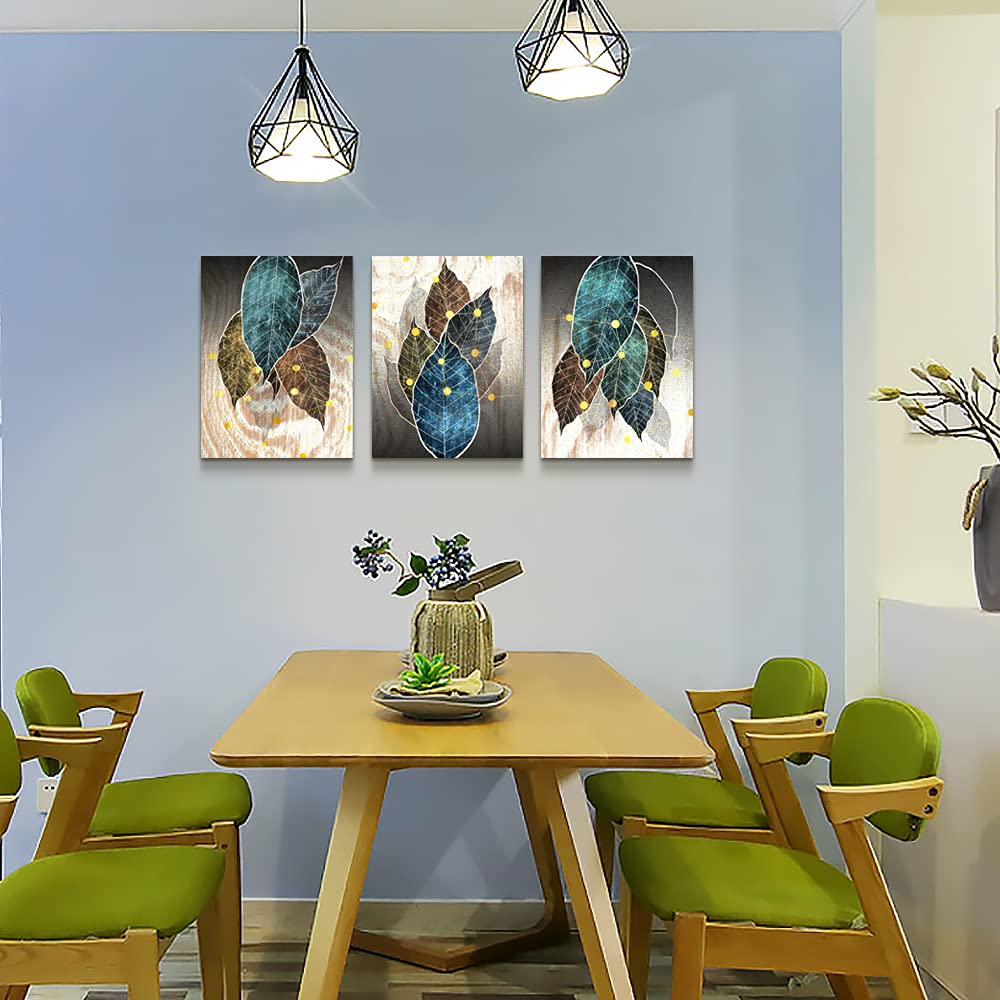 Abstract Canvas Wall Art For Living Room Family Wall Decor For Bedroom Kitchen Artwork Abstract Leaves Canvas Prints Painting Modern Office Decor Wall Pictures Bathroom Home Decor 12" X 16" 3 Piece