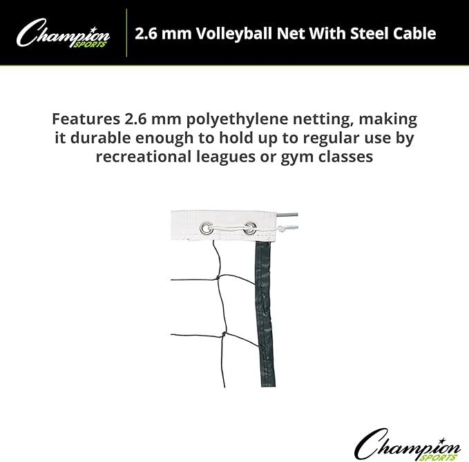 Champion Sports Braided Volleyball Nets, White, 32 x 3-Feet