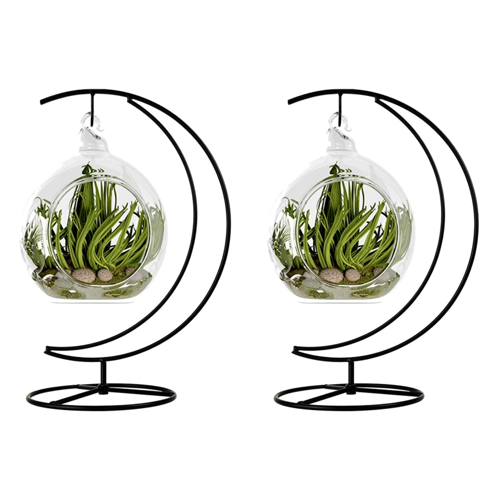 CXLE 2Pack Ornament Display Stand, 10 Inch Metal Ornament Hanger Stand for Hanging Glass Globe, Christmas Ornament, Air Plant Terrarium, Witch Ball, Home Office Wedding Decoration