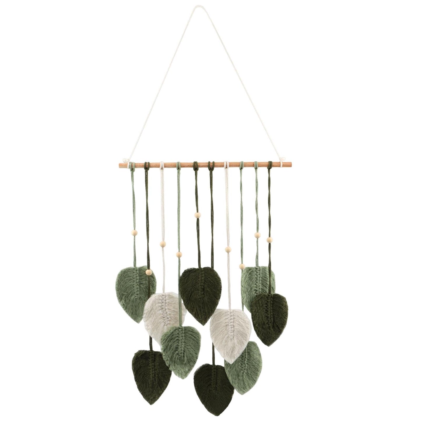 LORGVEXN Macrame Wall Hanging Leaves Tapestry, Handmade Woven Tapestry, Chic Yarn Tassels Leaf Wall Art Decor for Bedroom Living Room Office Apartment (green)